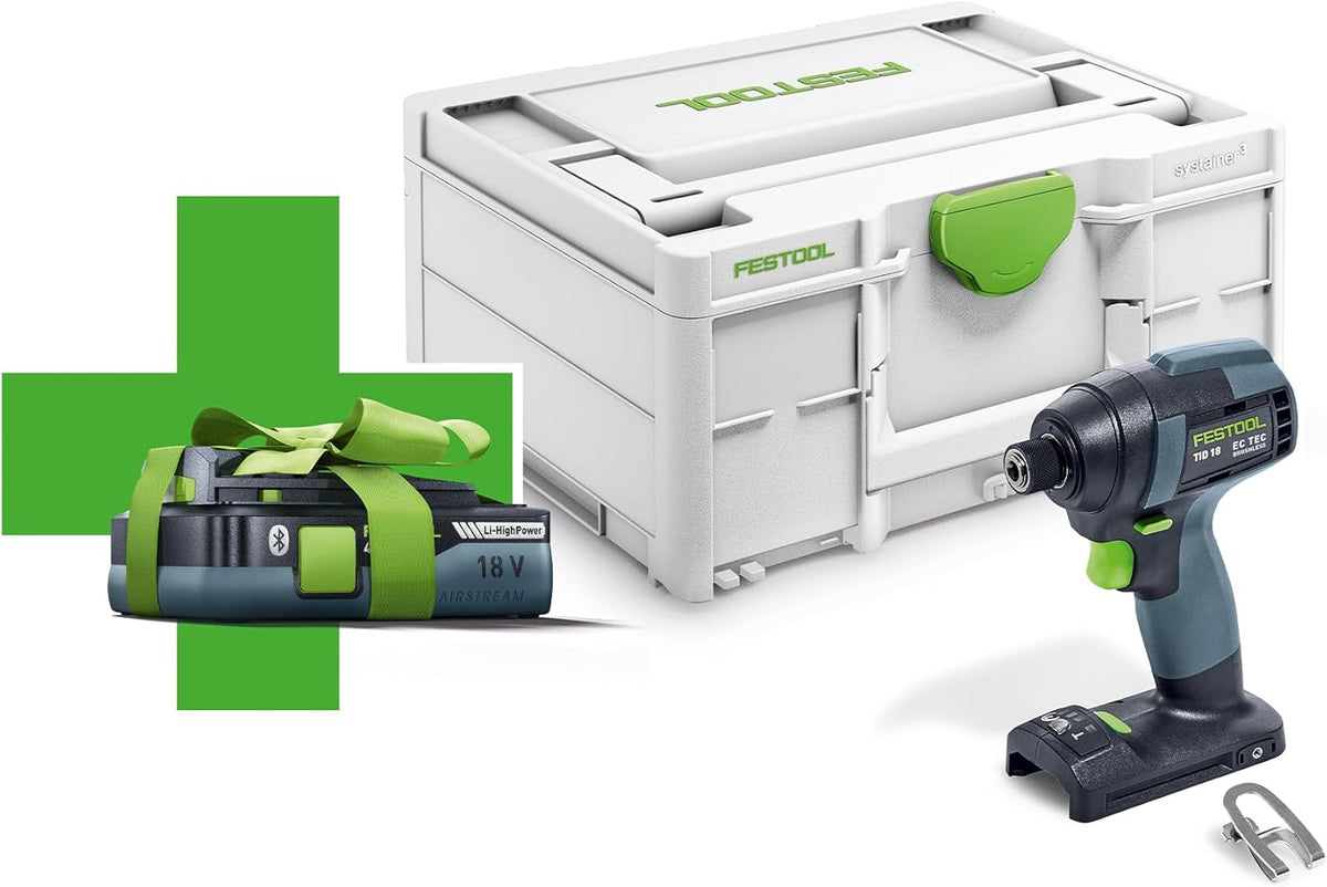 Festool TID 18 Basic 4,0 Promo Avvitatore a impulsi a batteria - Velocità fino a 4500 giri min - Configurazione cordless - Utensile per avvitatura montaggio e installazione