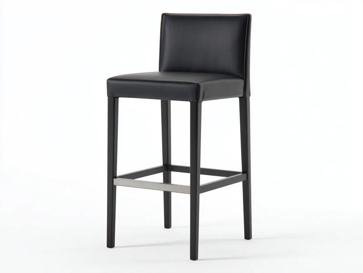 Sgabello da bar imbottito con struttura lineare 43 x 48 x 102 cm - nero opaco - per cucina e bancone - stile moderno minimale