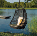 Sedia sospesa nordica in rattan - Struttura in vimini per uso esterno - Cuscino resistente all usura - Poltrona pensile per giardino e zona relax