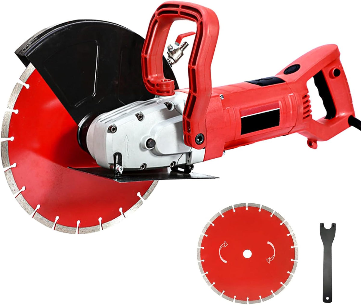 HYCHIKA Sega Elettrica per Calcestruzzo 3200 W - Disco 305 mm e Motore fino a 4300 giri min - Linea Acqua e Pompa Incluse - Per Pietra Mattoni Legno e Tracce Muro