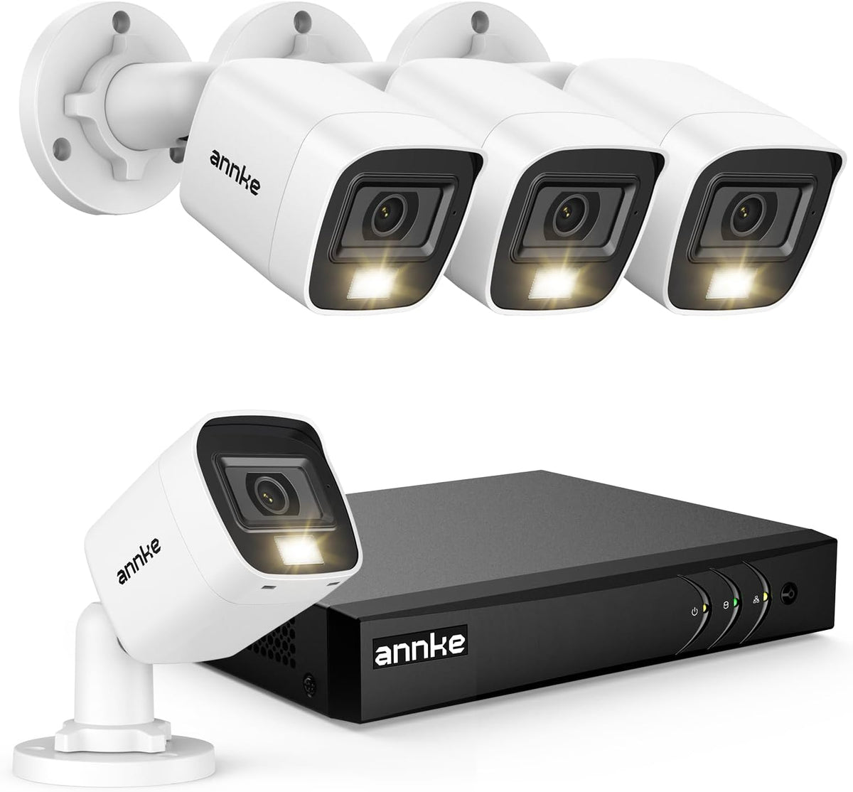 ANNKE 3K Lite Kit CCTV - DVR 8 Canali con 4 Telecamere Bullet 1080P - Riconoscimento Persone Veicoli e Doppia Luce - Visione Notturna Colori IP67 senza HDD
