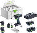 Festool T 18 3 HPC 4,0 I-Set Trapano Avvitatore a Batteria - Velocità fino a 1500 giri min - Batteria 4,0 Ah - Kit Professionale per Foratura e Avvitatura