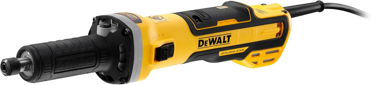 DeWalt DWE4997 QS Smerigliatrice diritta elettrica - Motore brushless con alimentazione a cavo - Corpo in ABS - Finitura gialla per smerigliatura e finitura