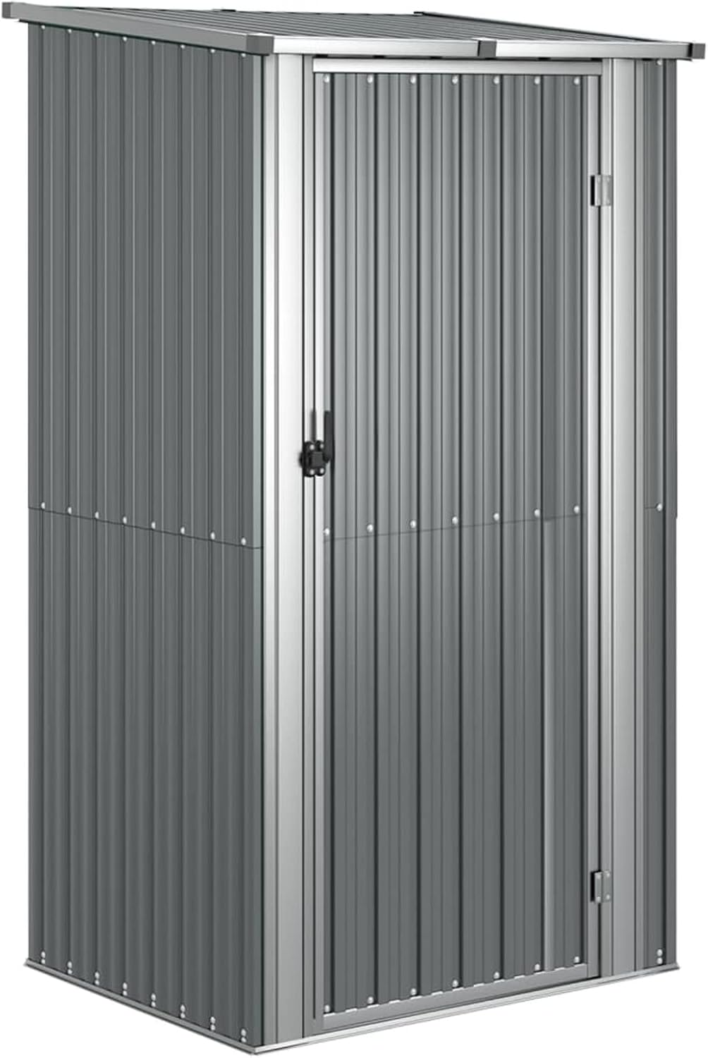 Gecheer Casetta da Giardino in Acciaio Zincato - Capanno Porta Attrezzi Esterno con Struttura in Metallo - Deposito Classico Grigio 118,5x97x209,5 cm