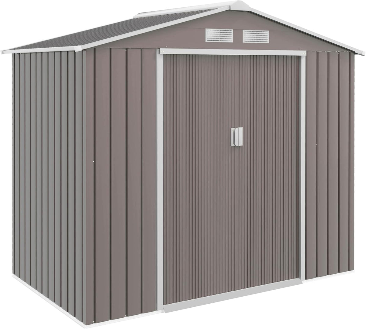 Outsunny Casetta da giardino 2,5 m2 - Acciaio zincato grigio con basamento - Doppie porte scorrevoli bloccabili e prese d aria - Dimensioni 213 x 130 x 185 cm