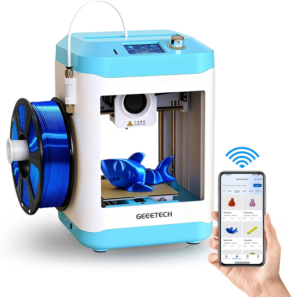 GEEETECH M1S Stampante 3D WiFi - Velocità fino a 250 mm s con Controllo Intelligente - Estrusore a Doppia Trasmissione Diretta - Schermo a Colori per Principianti