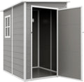 Outsunny Casetta da giardino 1,54 m2 - Finitura effetto legno graffiato grigia - Pavimento porta con serratura e tetto inclinato - Dimensioni 122 x 149 x 192 cm