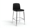 Sgabello da bar con schienale imbottito e struttura in metallo cromato 47 x 50 x 101 cm - nero e cromo lucido - per sala da pranzo e penisola - stile moderno essenziale