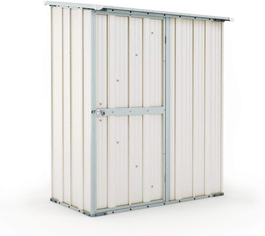 Notek Casetta da giardino in acciaio zincato - Superficie 1,55 m2 finitura bianca - Box in lamiera da 50 kg - Dimensioni 155 x 100 x 192 cm per attrezzi