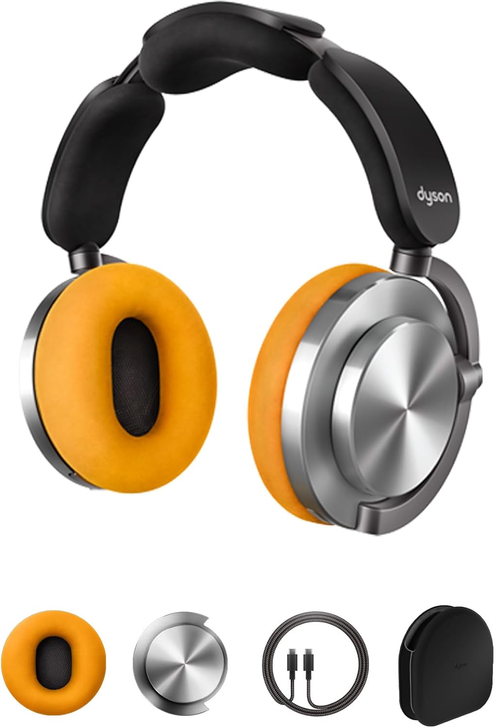 Dyson OnTrac Cuffie wireless over ear - Cancellazione attiva del rumore e Bluetooth 5.0 - Autonomia fino a 55 ore con ricarica rapida - Alluminio giallo personalizzabile