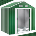Deuba Casetta da giardino XL 1,8 m2 - Capanno in metallo verde con fondamenta - Porta scorrevole e volume 3,1 m3 - Dimensioni 196 x 132 x 188 cm