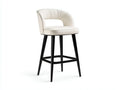 Sgabello da bar con schienale avvolgente imbottito e struttura in legno 48 x 52 x 101 cm - bianco avorio e nero opaco - per cucina e penisola - stile contemporaneo raffinato