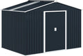 Outsunny Casetta da giardino 5 m2 - Acciaio zincato grigio scuro con kit fondazione - Doppia porta scorrevole bloccabile e prese d aria - Tetto inclinato porta attrezzi
