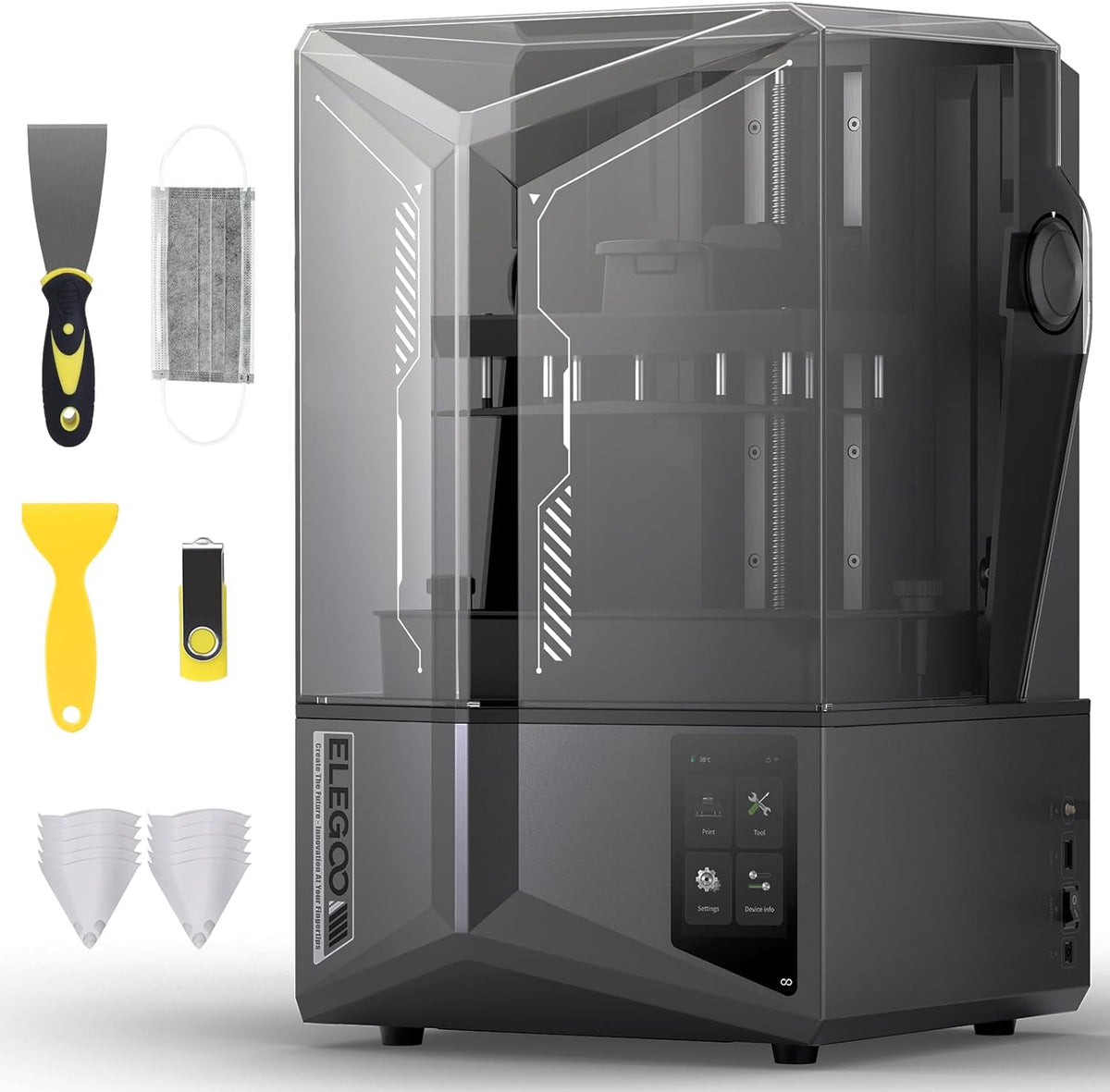ELEGOO Saturn 4 Ultra Stampante 3D a resina - Stampa rapida con monitoraggio AI - Controllo remoto e struttura in alluminio - Volume 218,88 x 122,88 x 220 mm