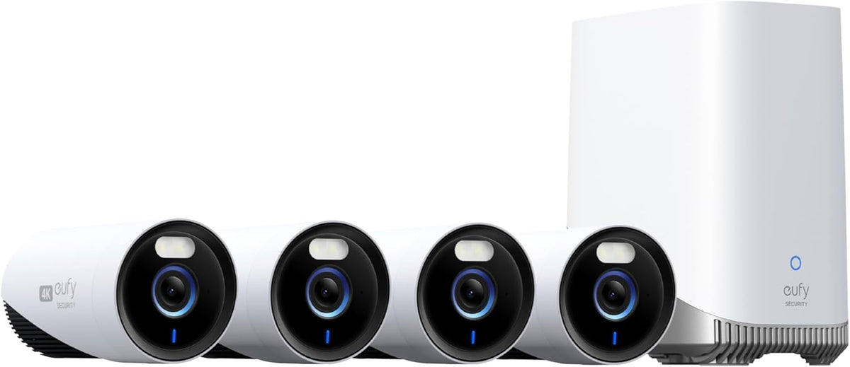 eufy Security eufyCam E330 Pro Kit 4 telecamere 4K - Registrazione continua con NVR WiFi 10 canali - HDD 1 TB incluso - Visione notturna e archiviazione locale senza canone
