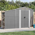 Casetta da Giardino in Acciaio Zincato - Capanno Porta Attrezzi con Tetto Inclinato e Portalegna - Deposito Esterno Moderno Grigio 277x93x179 cm
