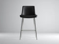 Sgabello da bar imbottito con struttura slanciata in metallo 45 x 49 x 99 cm - nero e cromo satinato - per bancone - stile contemporaneo pulito