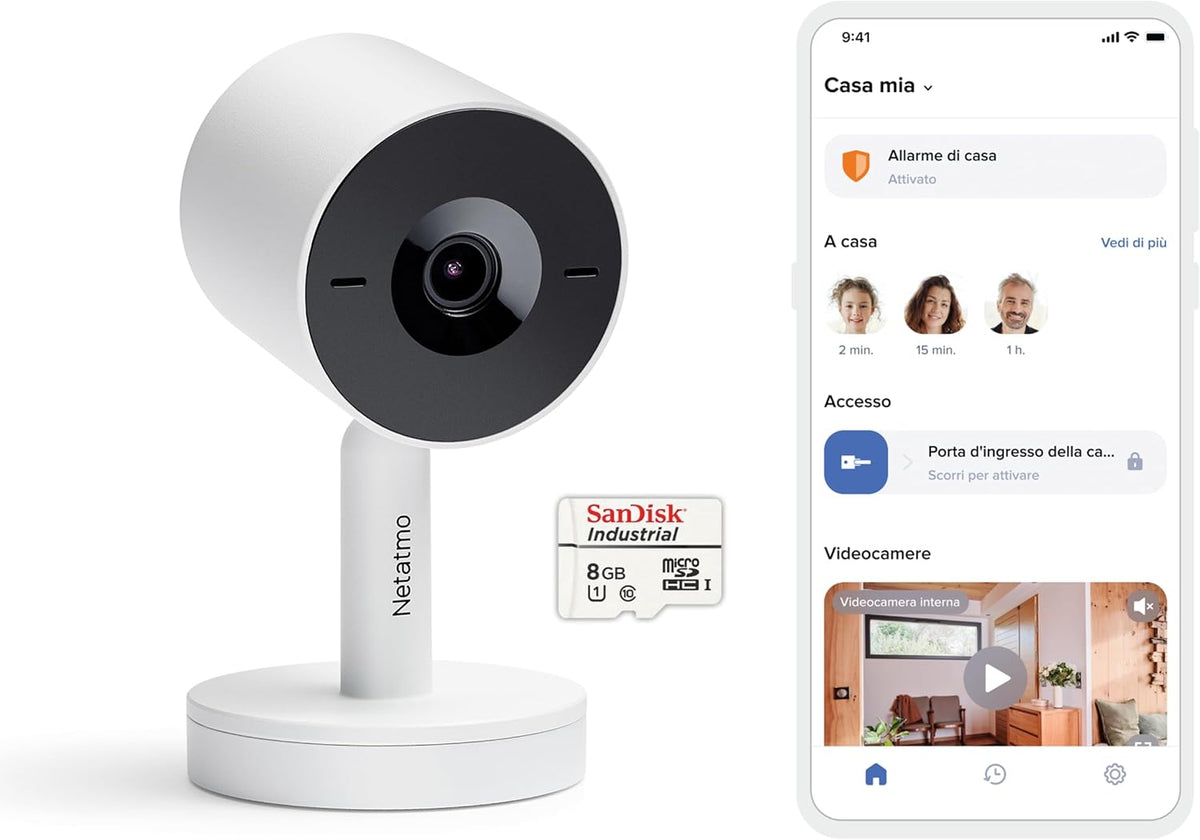 Netatmo Advance Telecamera interna 2K HDR - Riconoscimento facciale e rilevamento movimento - Visione notturna con otturatore intelligente - WiFi e archiviazione locale bianca