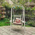 Sedia sospesa in vimini - Cuscino incluso finitura bianca - Per interno ed esterno con portata fino a 150 kg - Altalena confortevole per giardino terrazza e relax
