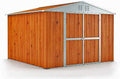 Casetta da giardino in acciaio zincato - Superficie 8,80 m2 con finitura effetto legno - Box in lamiera di grande formato - Dimensioni 327 x 269 x 217 cm