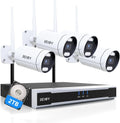 REIGY Kit videosorveglianza WiFi 4K - NVR 16 canali con HDD 2 TB - 4 telecamere 2160P IP66 - Audio bidirezionale sirena e visione notturna a colori