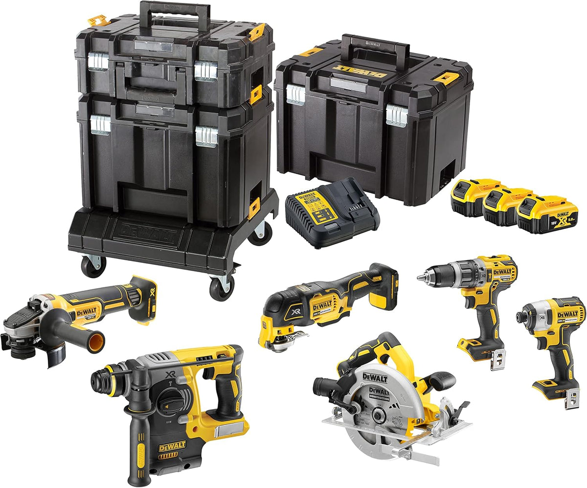 DEWALT DCK685P3T-QW Kit Elettroutensili 18 V XR - Set Professionale da 6 Macchine - 3 Batterie agli Ioni di Litio Incluse - Sistema TSTAK per Trasporto e Organizzazione