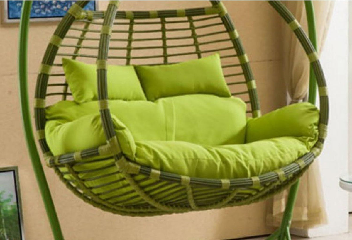 Sedia Sospesa Doppia in Rattan - Seduta Impermeabile per 2 Persone - Altalena con Cuscini Inclusi - Design a Uovo per Relax in Giardino