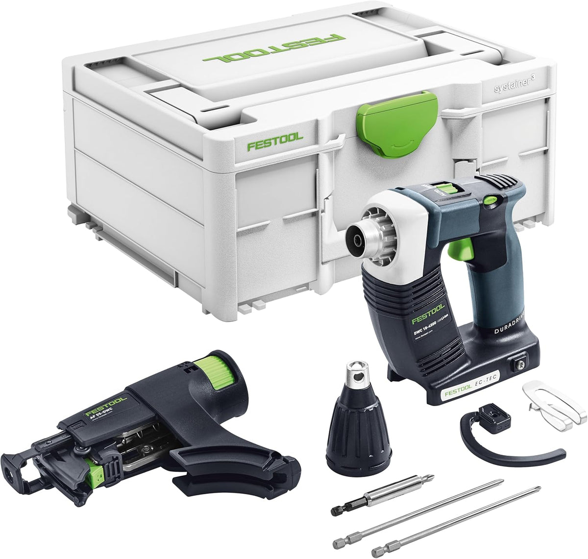 Festool DURADRIVE DWC 18 4500 Basic Avvitatore per cartongesso - Alimentazione a batteria - Velocità fino a 4500 giri min - Utensile per fissaggi e montaggio cartongesso