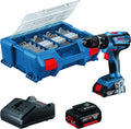 Bosch Professional GSB 18V-28 Trapano Avvitatore a Percussione - 18 V 1900 giri min - Batterie 2,0 Ah e 4,0 Ah con Caricabatterie - L-Case e Set 100 Accessori