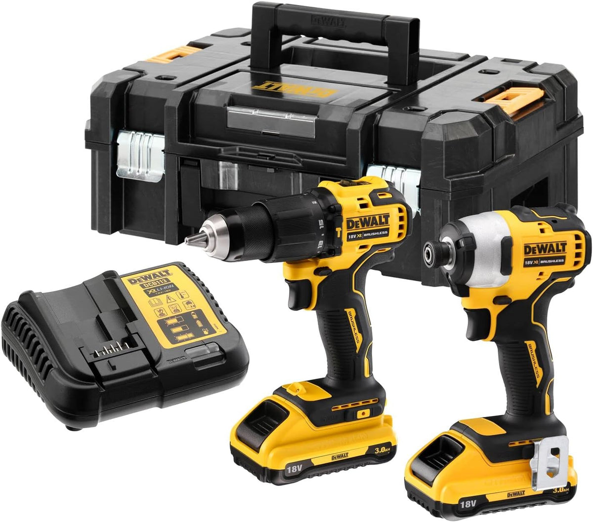 DEWALT DCK2062L2T-QW Kit XR 18 V - Trapano Percussione DCD709 e Avvitatore Impulsi DCF809 - 2 Batterie agli Ioni di Litio - Valigetta TSTAK II Inclusa