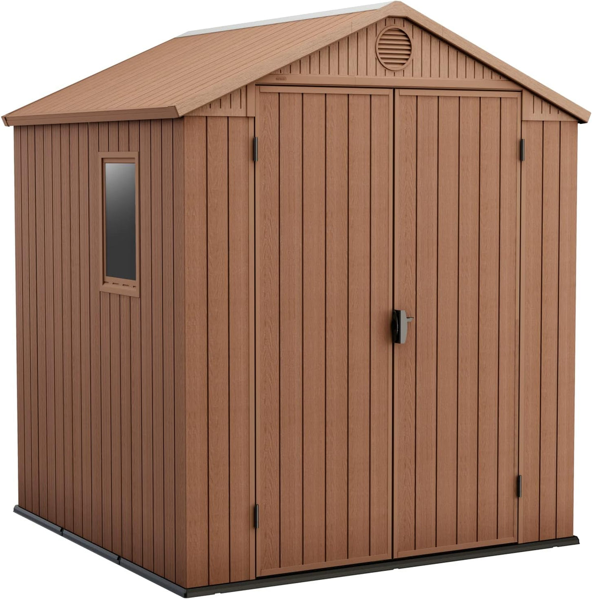 Casetta da Giardino Keter Darwin 6x6 - Capanno Porta Attrezzi Effetto Legno 3,3 m2 - Struttura Mista con Resina e Legno 190x183x221 cm Marrone