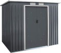 RELAX4LIFE Casetta da giardino per attrezzi - Lamiera d acciaio zincata e verniciata - Doppie porte scorrevoli e tetto inclinato - Dimensioni 213 x 130 x 173 cm