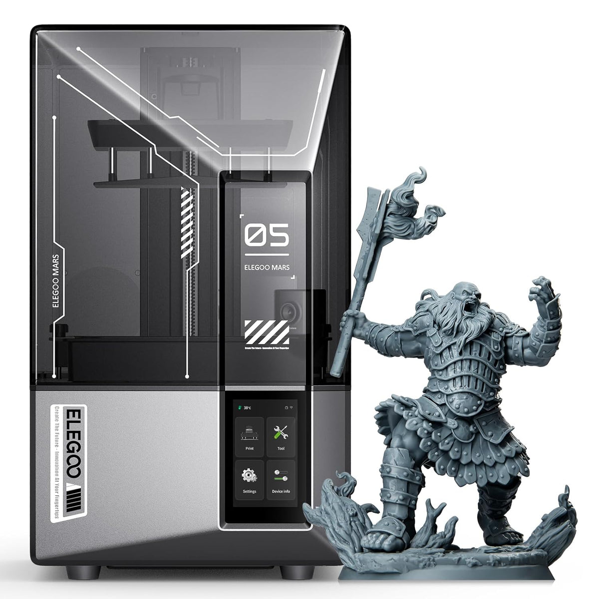 ELEGOO Mars 5 Ultra Stampante 3D a Resina 9K - Velocità fino a 150 mm h e Volume 153,36 x 77,76 x 165 mm - Livellamento Automatico - Rilevamento Smart e WiFi