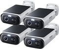 Baseus Security S1 Lite Kit 4 telecamere WiFi - Video 2K con campo visivo 135 gradi - Batteria pannello solare e protezione IP67 - Visione a colori Alexa e Google