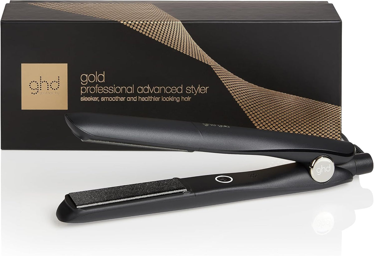 ghd Gold Piastra professionale per capelli - Tecnologia Dual Zone con sensori termici a 185 gradi Celsius - Piastre in ceramica - Cavo girevole 2,7 m per piega liscia e mossa