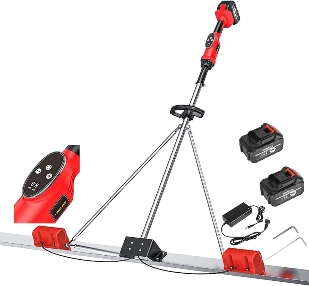 Kit vibrante per massetto in calcestruzzo - Motore fino a 6000 giri min - Barra in acciaio inox da 2 m - Utensile elettrico per livellamento e finitura del calcestruzzo