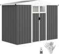 Casetta da Giardino Outsunny in Acciaio Zincato - Capanno Porta Attrezzi 2,7 m2 con Finestre Trasparenti - Tetto Inclinato e Doppia Porta con Serratura Grigio