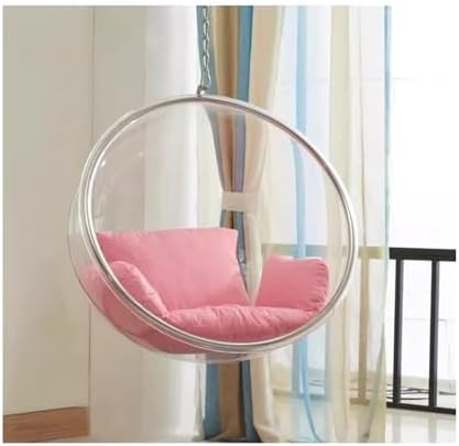 Sedia Sospesa a Bolle in Rattan - Design Moderno a Sfera Trasparente - Poltrona Decorativa per Soggiorno e Balcone - Modello KM-NXkTxq
