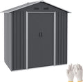 Outsunny Casetta da giardino 1,8 m2 - Lamiera d acciaio grigio scuro - Doppia porta scorrevole con blocco - 4 prese d aria 194 x 110 x 184 cm