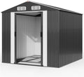 Capanno da Giardino Deuba XXXL in Metallo - Casetta Porta Attrezzi Esterna 8 m2 con Fondamenta - Porta Scorrevole e Ampio Spazio di Deposito Antracite