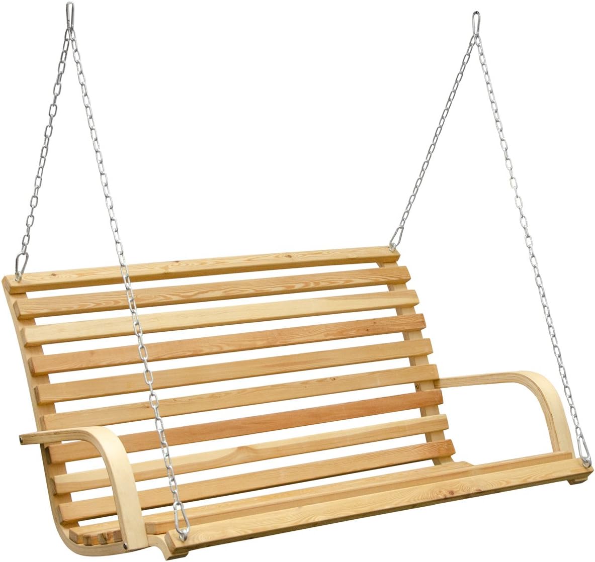 AMANKA Panca dondolo sospesa 3 posti - Legno di larice finitura beige - Catene e ganci inclusi - Per interno ed esterno peso 26 kg