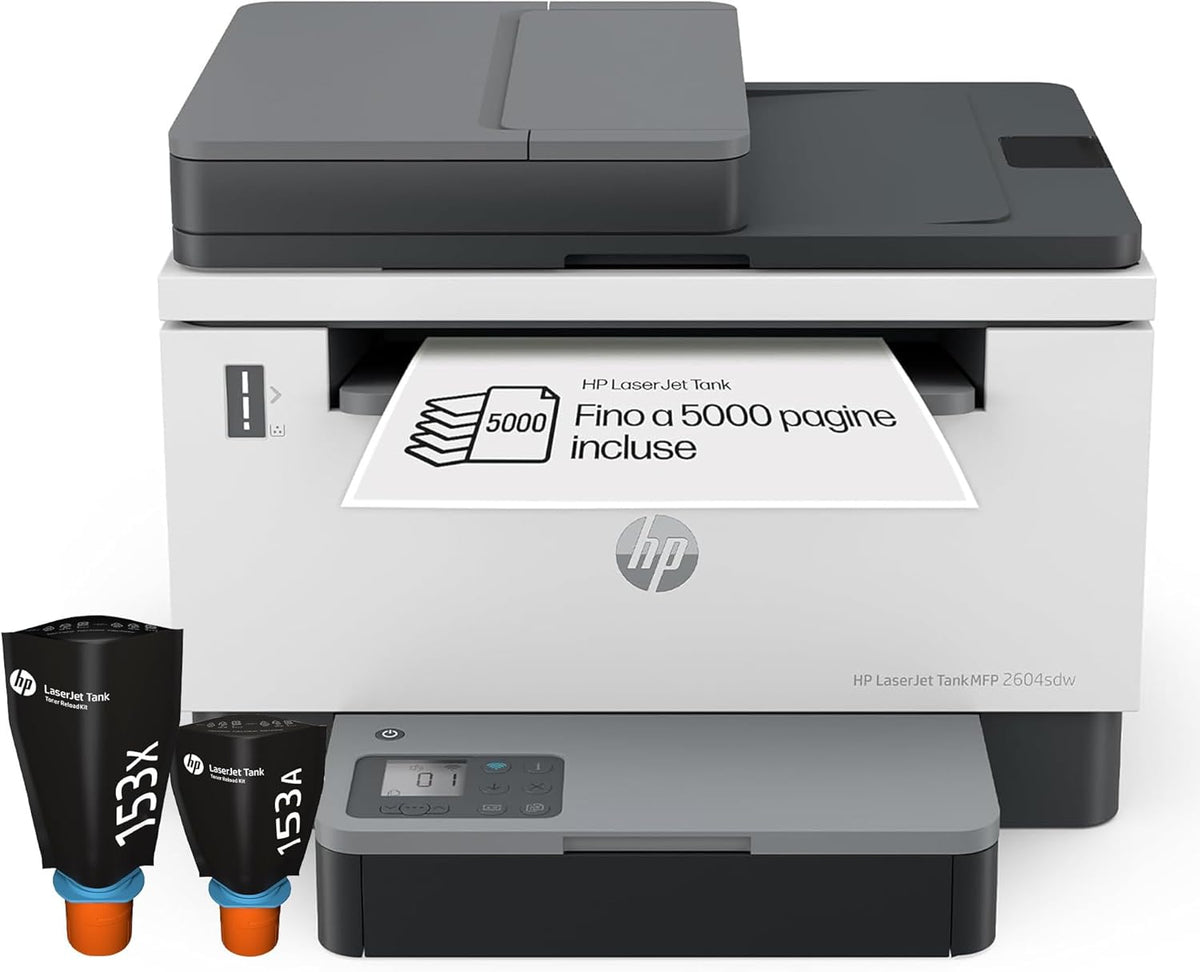 HP Laser Tank 2604sdw Stampante laser multifunzione monocromatica - Fino a 23 ppm e toner ricaricabile - Fronte retro automatico e scansione - WiFi USB fino a 5000 pagine