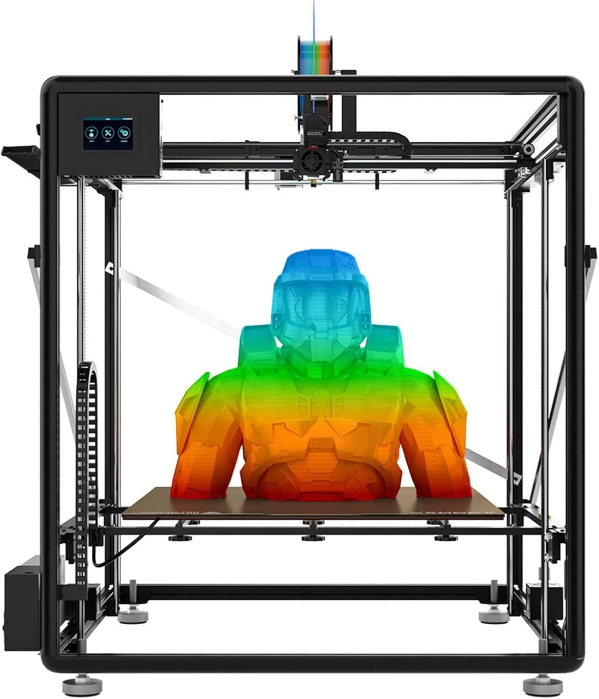 Stampante 3D grande formato - Volume di stampa 600 x 600 x 600 mm - Livellamento automatico ad alta precisione - Struttura in metallo con piano PEI per stampa fai da te