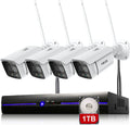REIGY Kit Videosorveglianza 3 MP - 4 Telecamere 1296P con Spotlight e Audio Bidirezionale - NVR 8 Canali 5 MP con HDD 1 TB - Visione Notturna Colori