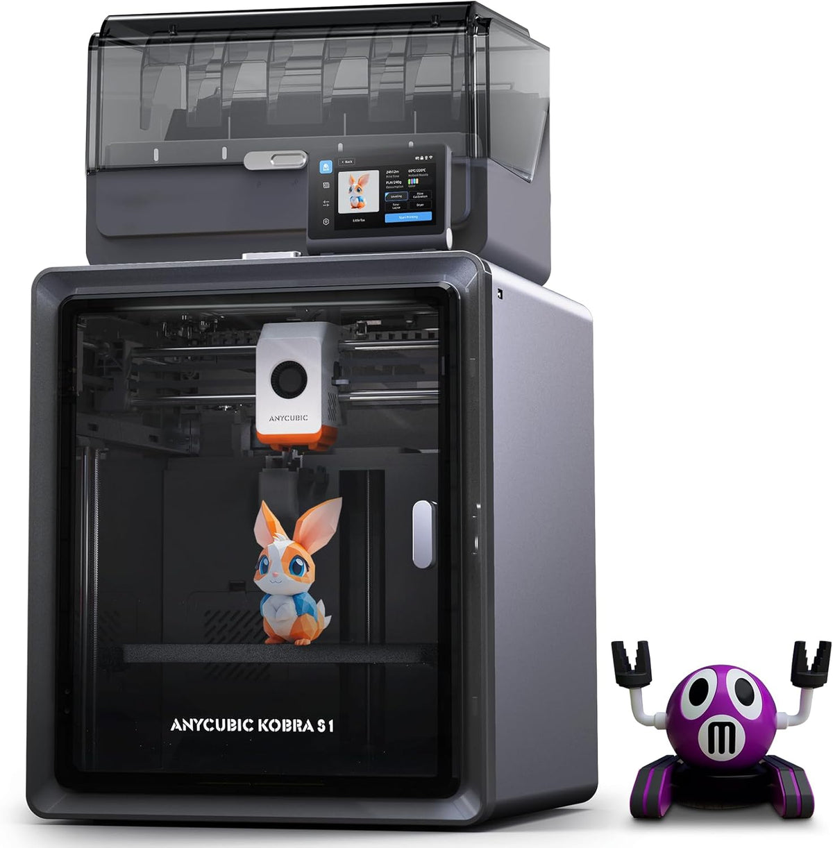 ANYCUBIC Kobra S1 Combo Stampante 3D Multicolore - Velocità fino a 600 mm s e Volume 250 x 250 x 250 mm - Asciugatura durante la Stampa - Compatibile PC e Smartphone