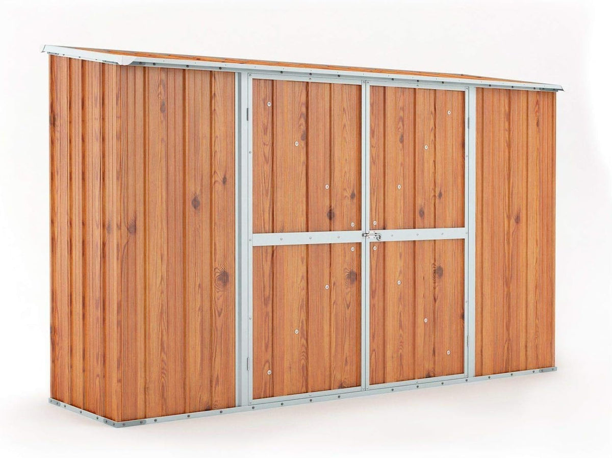 Casetta da Giardino Notek in Acciaio Zincato - Capanno Porta Attrezzi in Lamiera 3,07 m2 - Struttura Esterna Effetto Legno 307x100x192 cm