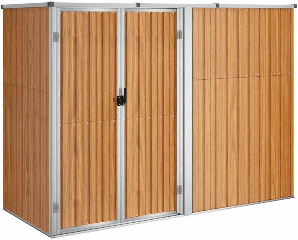 vidaXL Capanno per attrezzi da giardino - Acciaio zincato e metallo marrone - Struttura compatta per deposito esterno - Dimensioni 225 x 89 x 161 cm