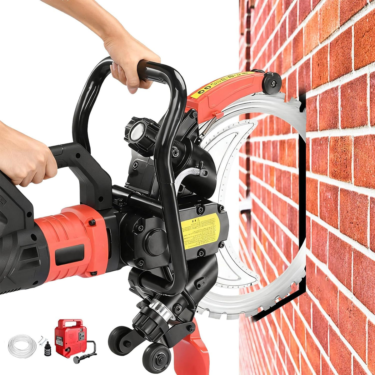 Sega Anulare per Calcestruzzo 9500 W - 2 Lame Diamantate ad Alta Frequenza - Profondità di Taglio fino a 30 cm - Tagliamuri con Sistema Senza Polvere