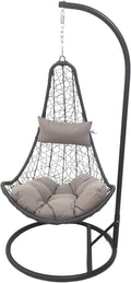 AVANTI TRENDSTORE Binto Sedia sospesa - Struttura in acciaio verniciato a polvere - Cuscini in poliestere beige crema - Dimensioni 105 x 195 cm portata 120 kg
